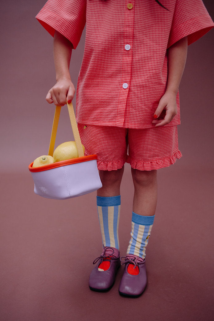 Sticky lemon Knee socks lemon tree vertical stripes