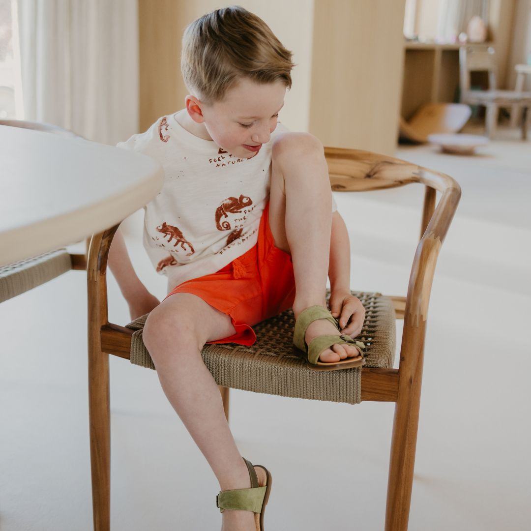 sandaal lou - oliva groen suede
