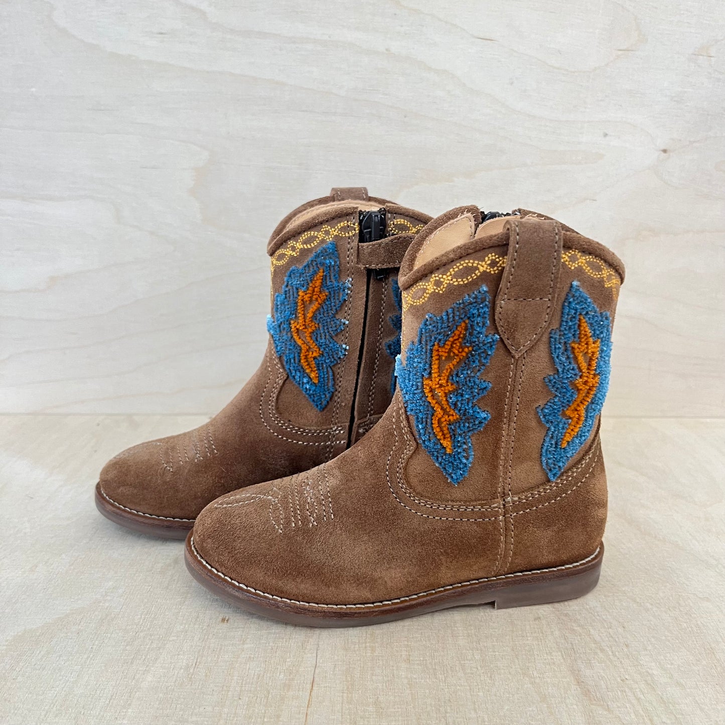 cowboy boot - blue, orange