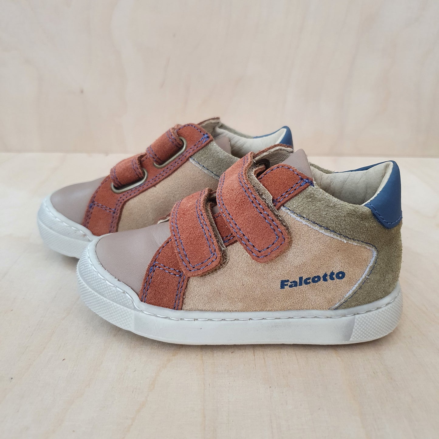 FALCOTTO - stapsneaker patiula - taupe sand, rood/blauw