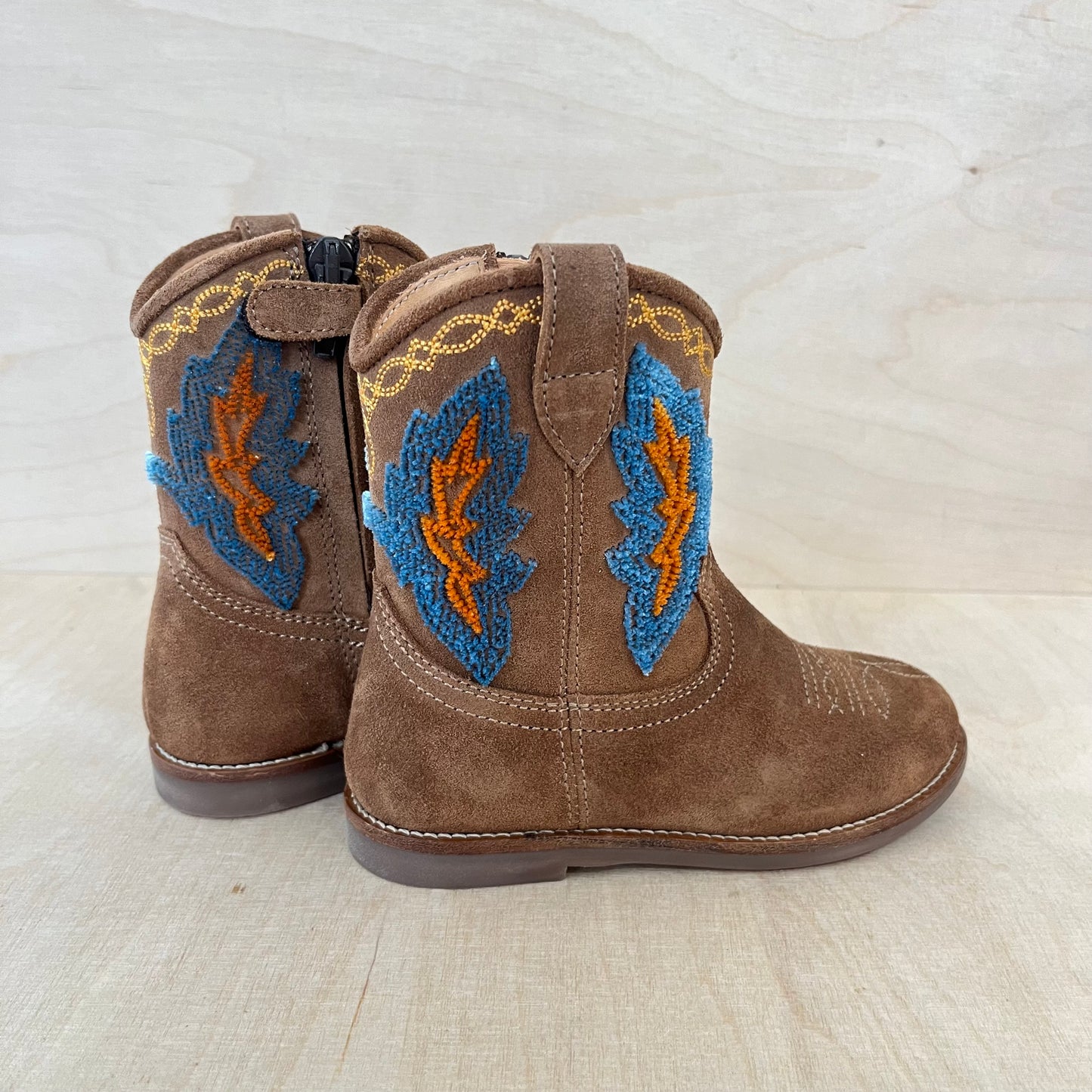 cowboy boot - blue, orange