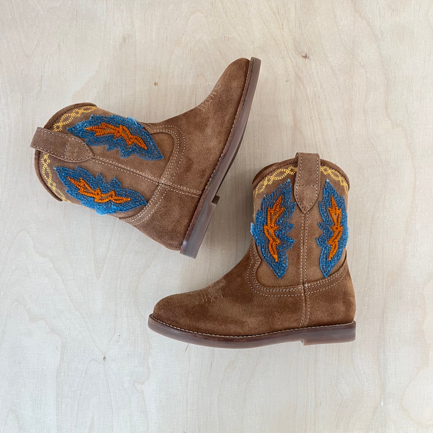 cowboy boot - blue, orange
