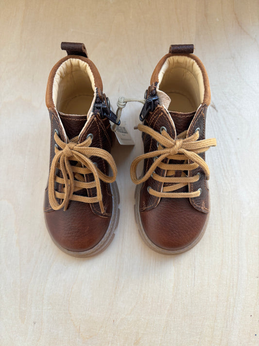 Angulus lace-up zip boots cognac