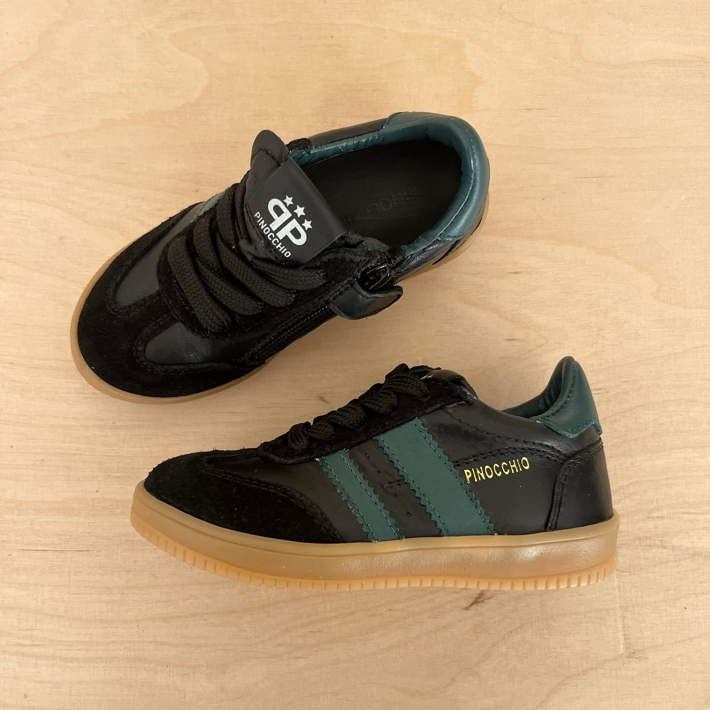 sneaker harry - zwart, donkergroene strepen
