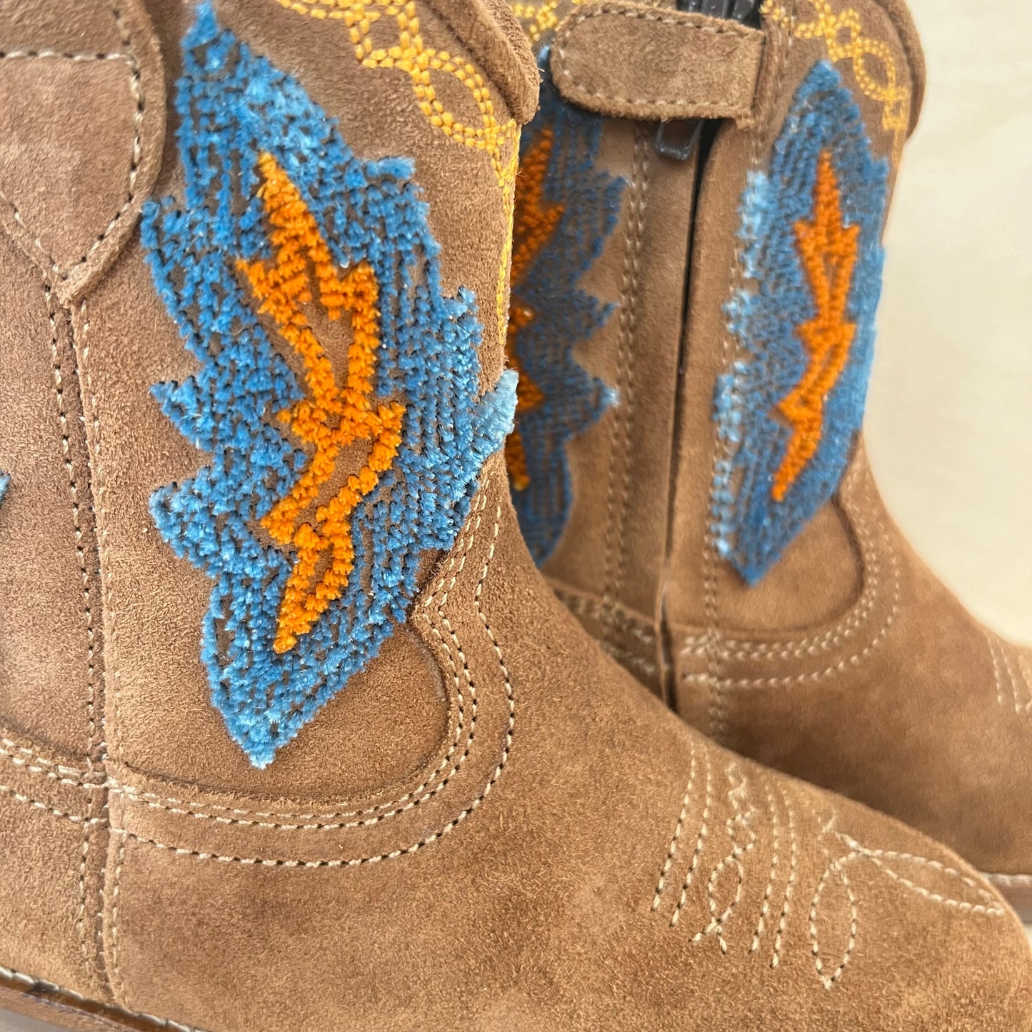 cowboy boot - blue, orange