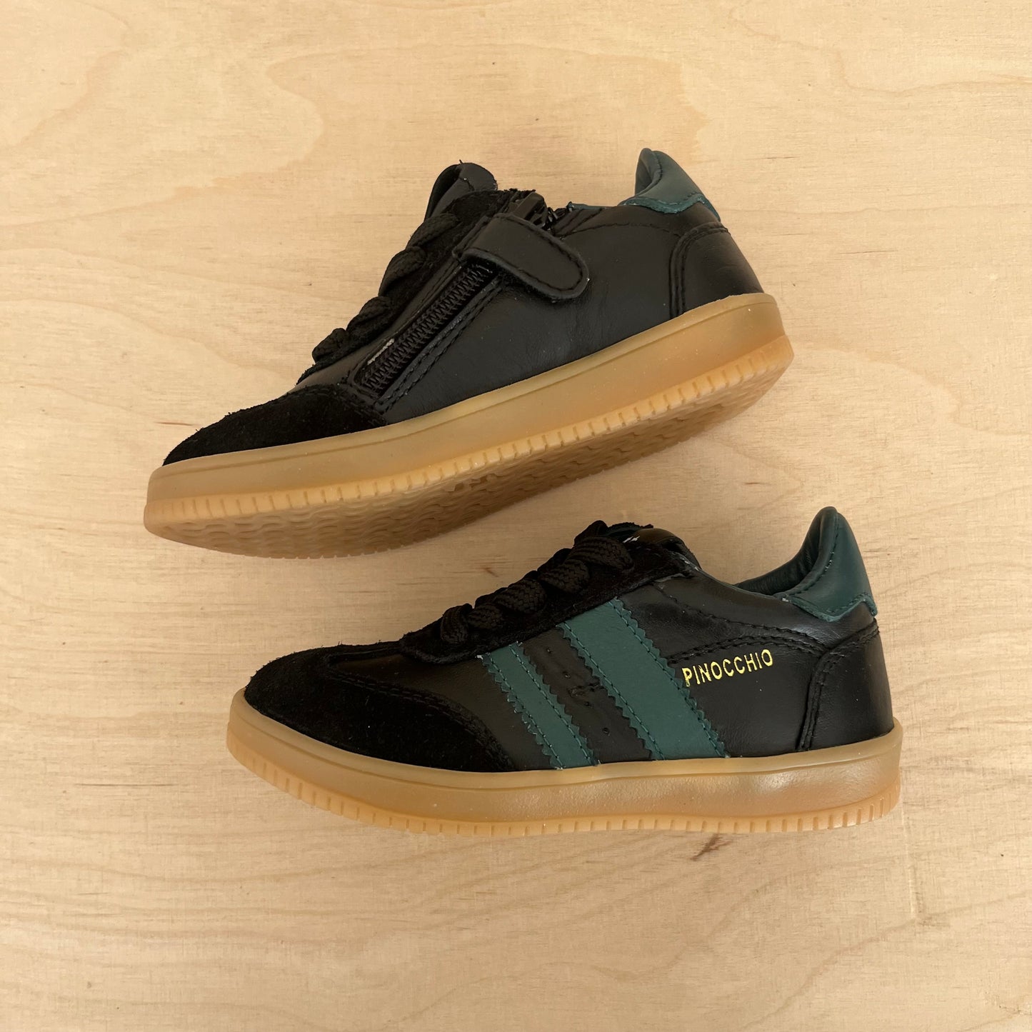 sneaker harry - zwart, donkergroene strepen