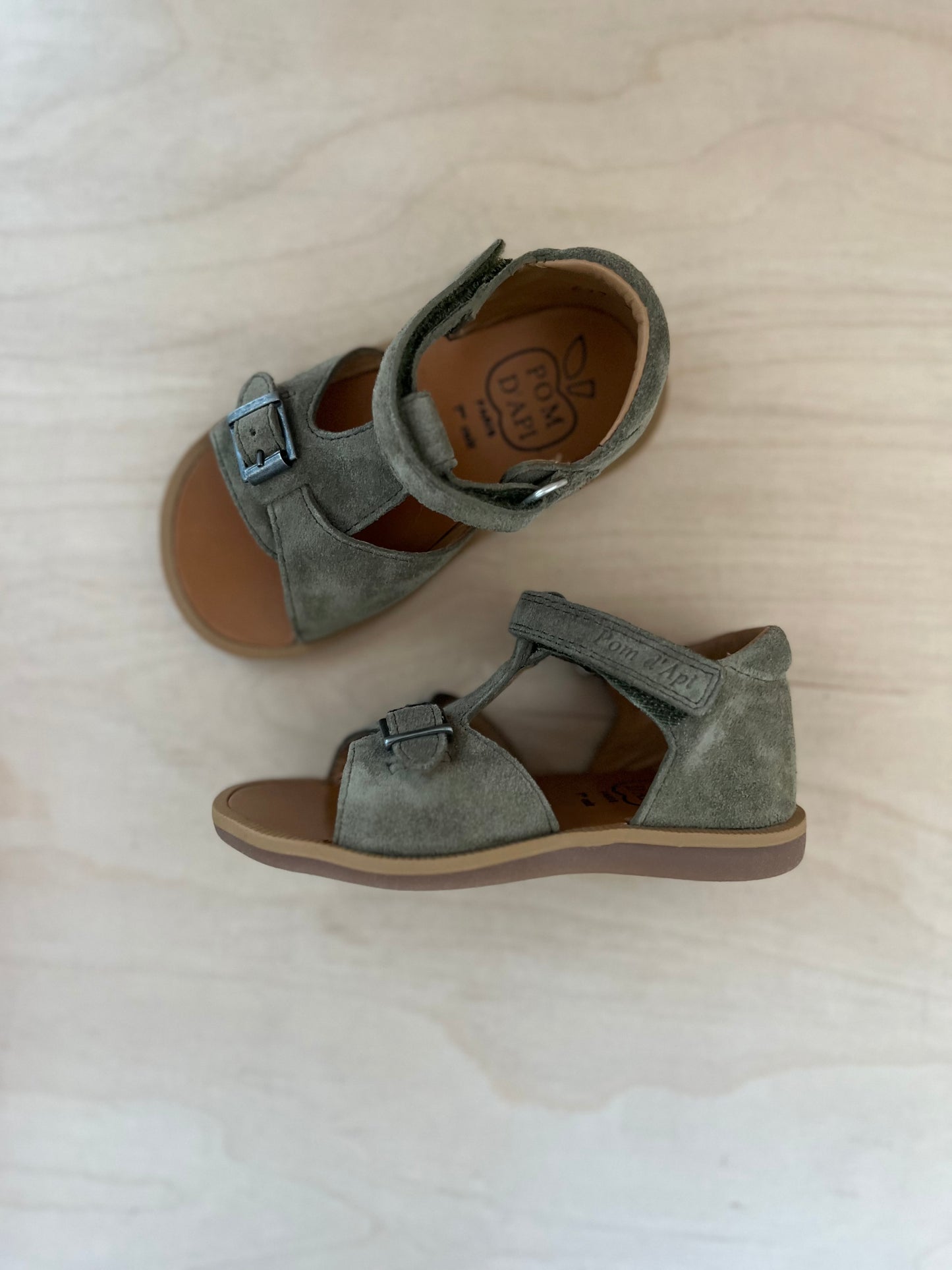 stapsandaal poppy easy - velours kaki