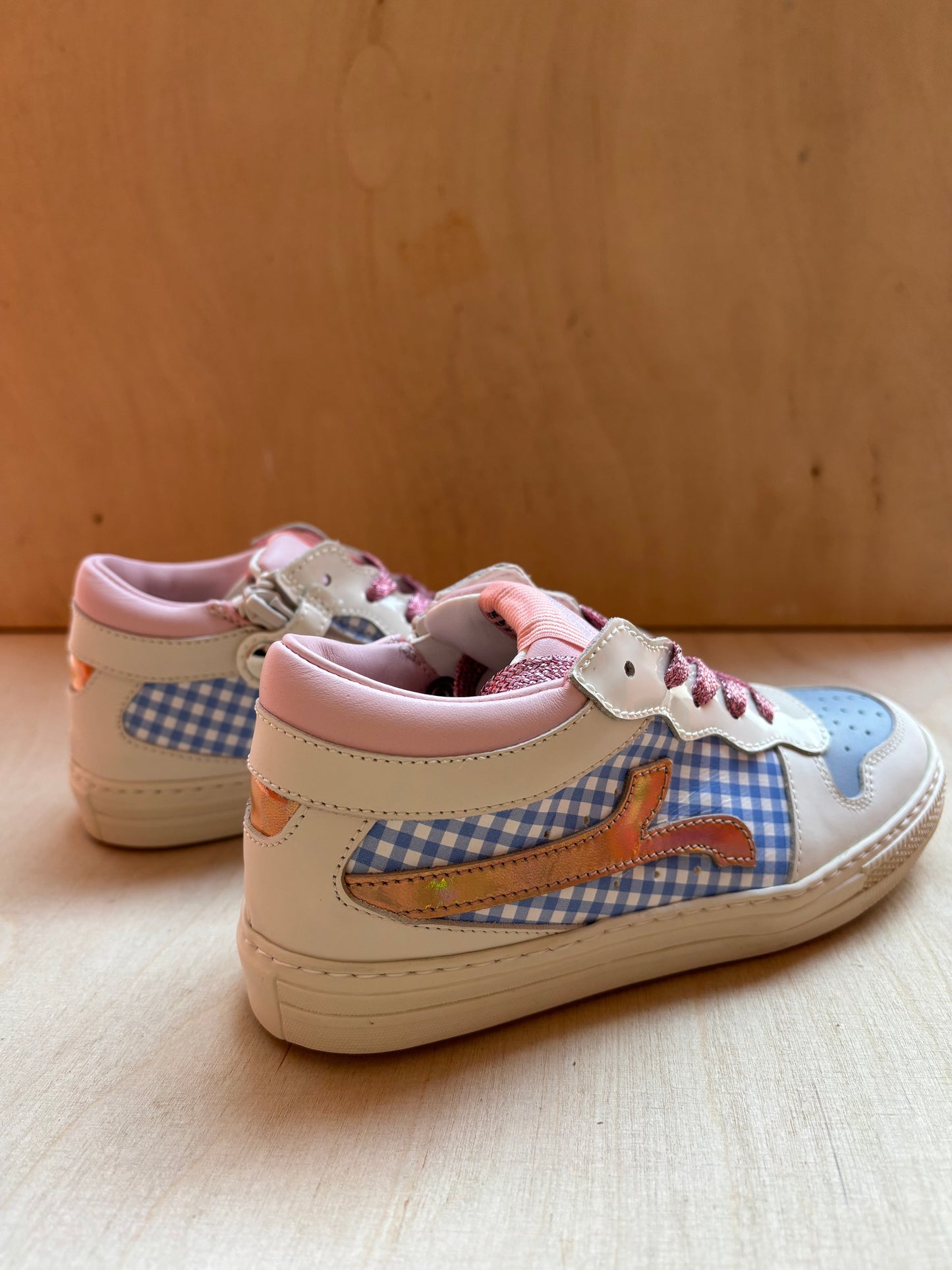 Rondinella sneaker blauwe ruitjes