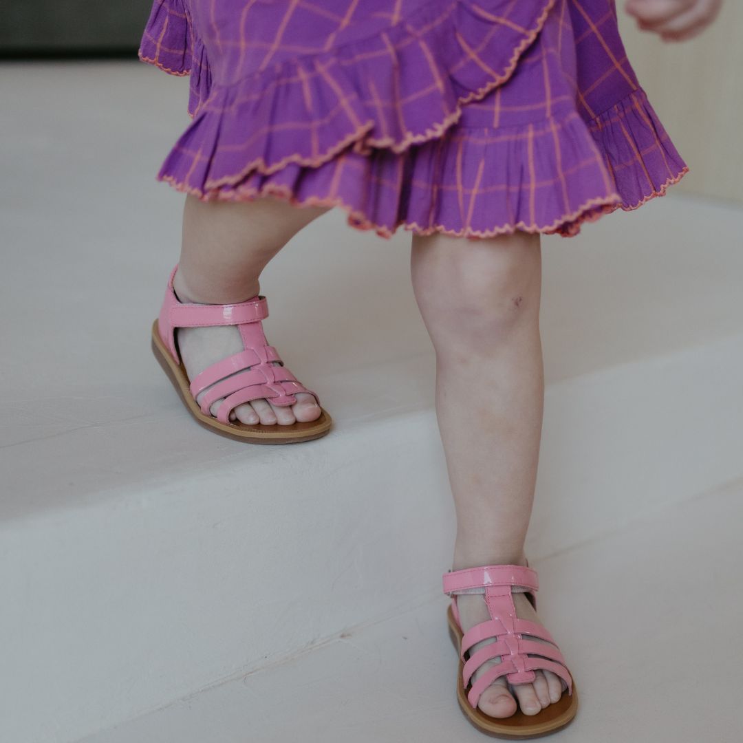 sandaal plagette strap - lakleder bubble gum