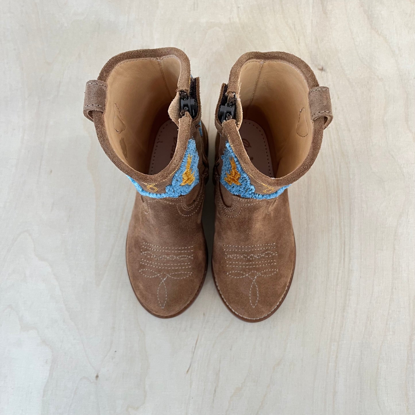 cowboy boot - blue, orange