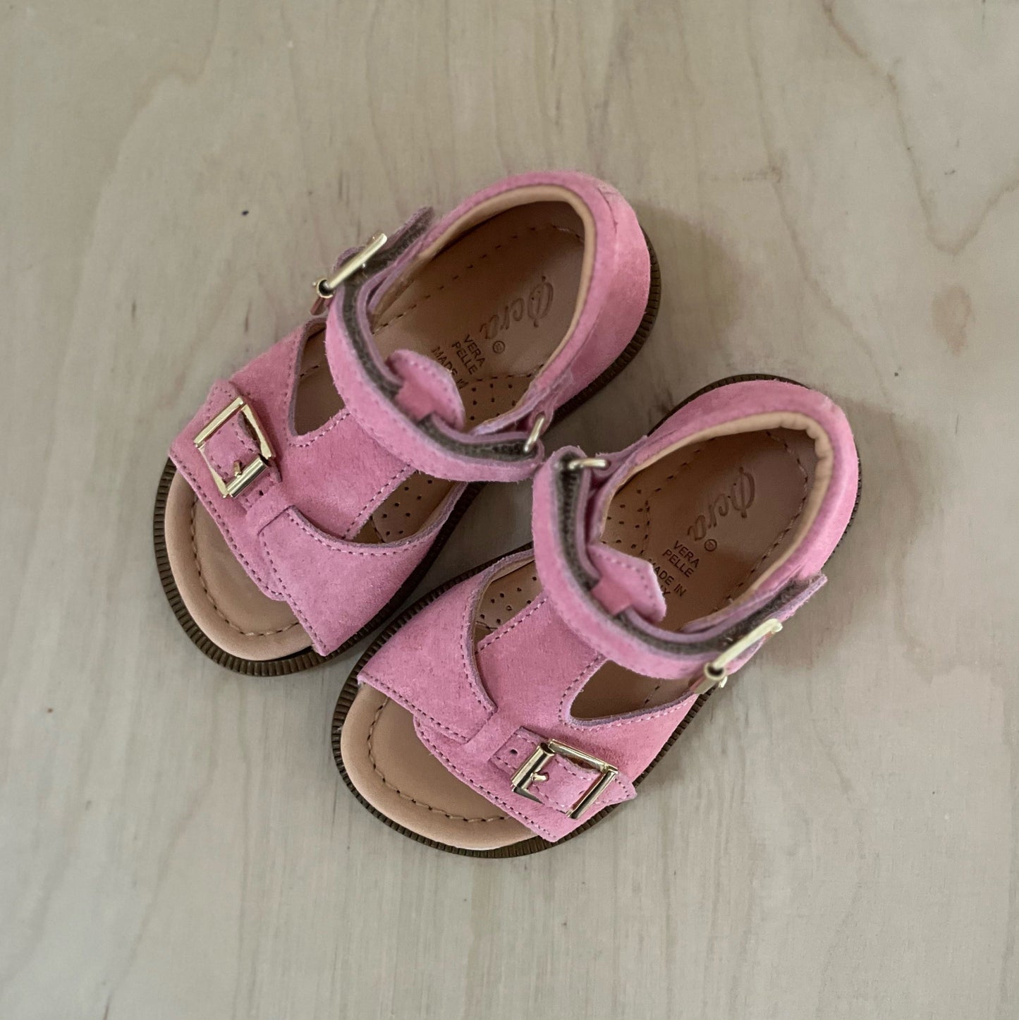 stapsandaal billie - velours pink