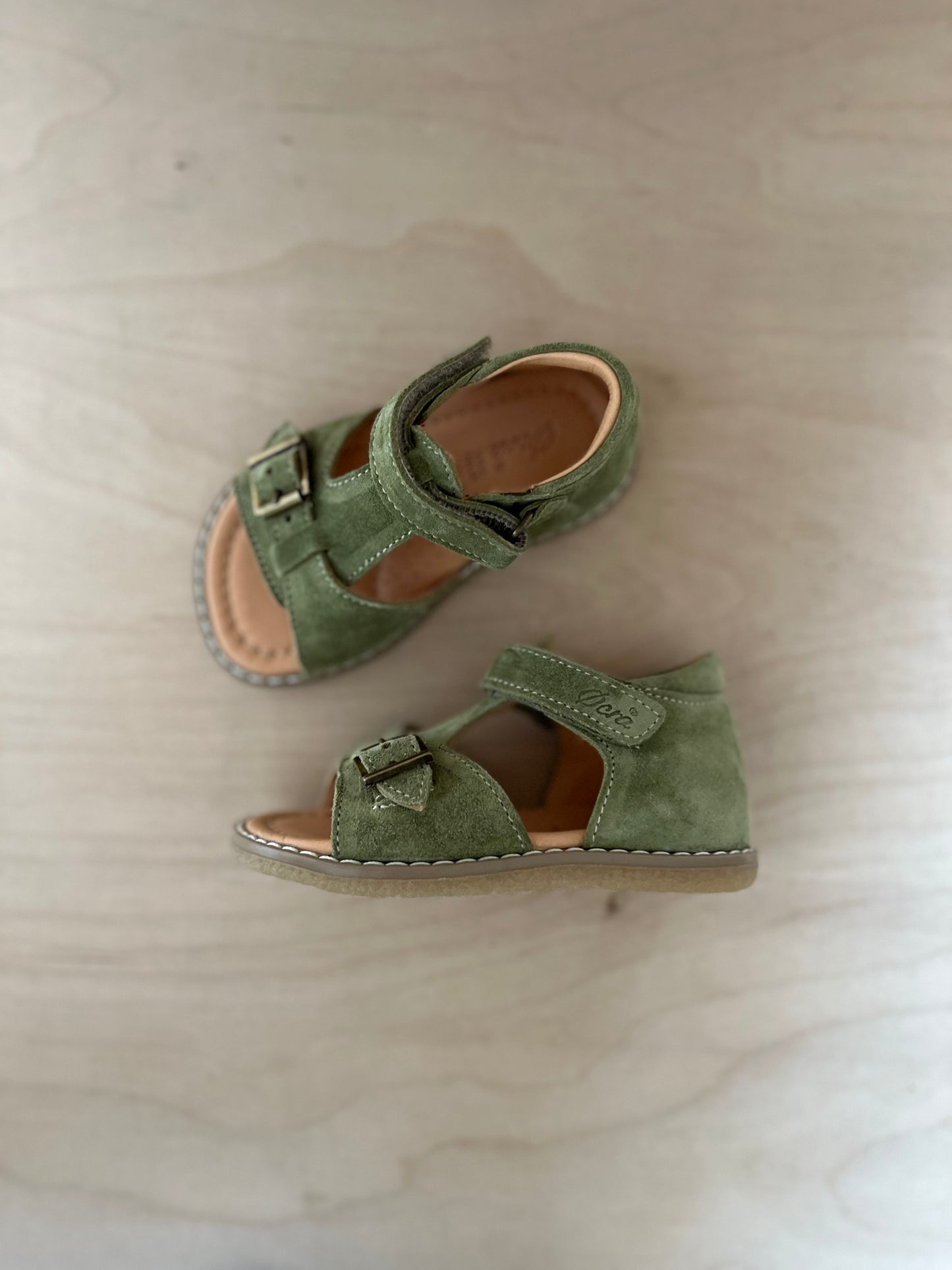 stapsandaal jules - velours groen