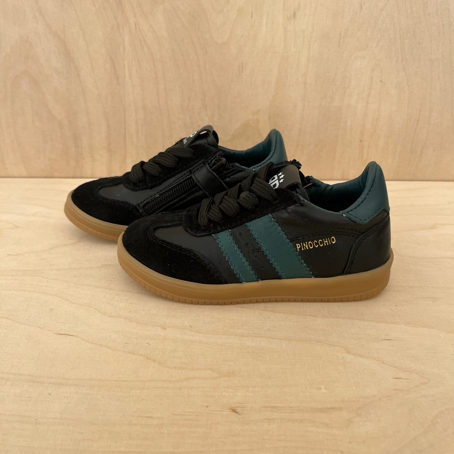 sneaker harry - zwart, donkergroene strepen