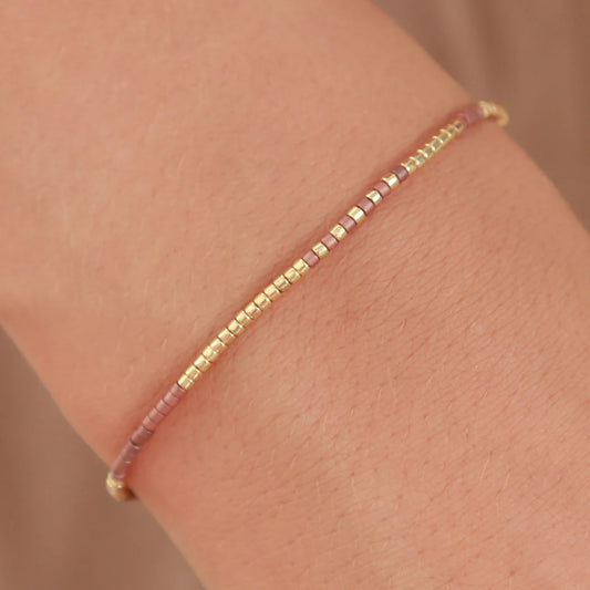 Miyuki armband cognac gold