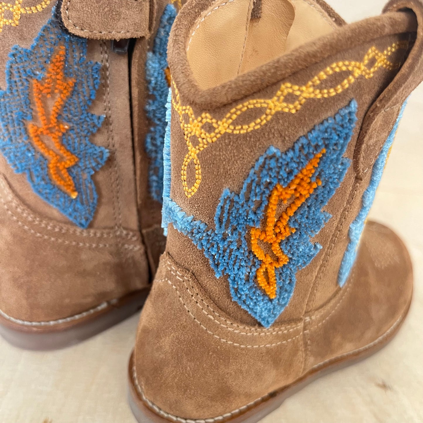cowboy boot - blue, orange