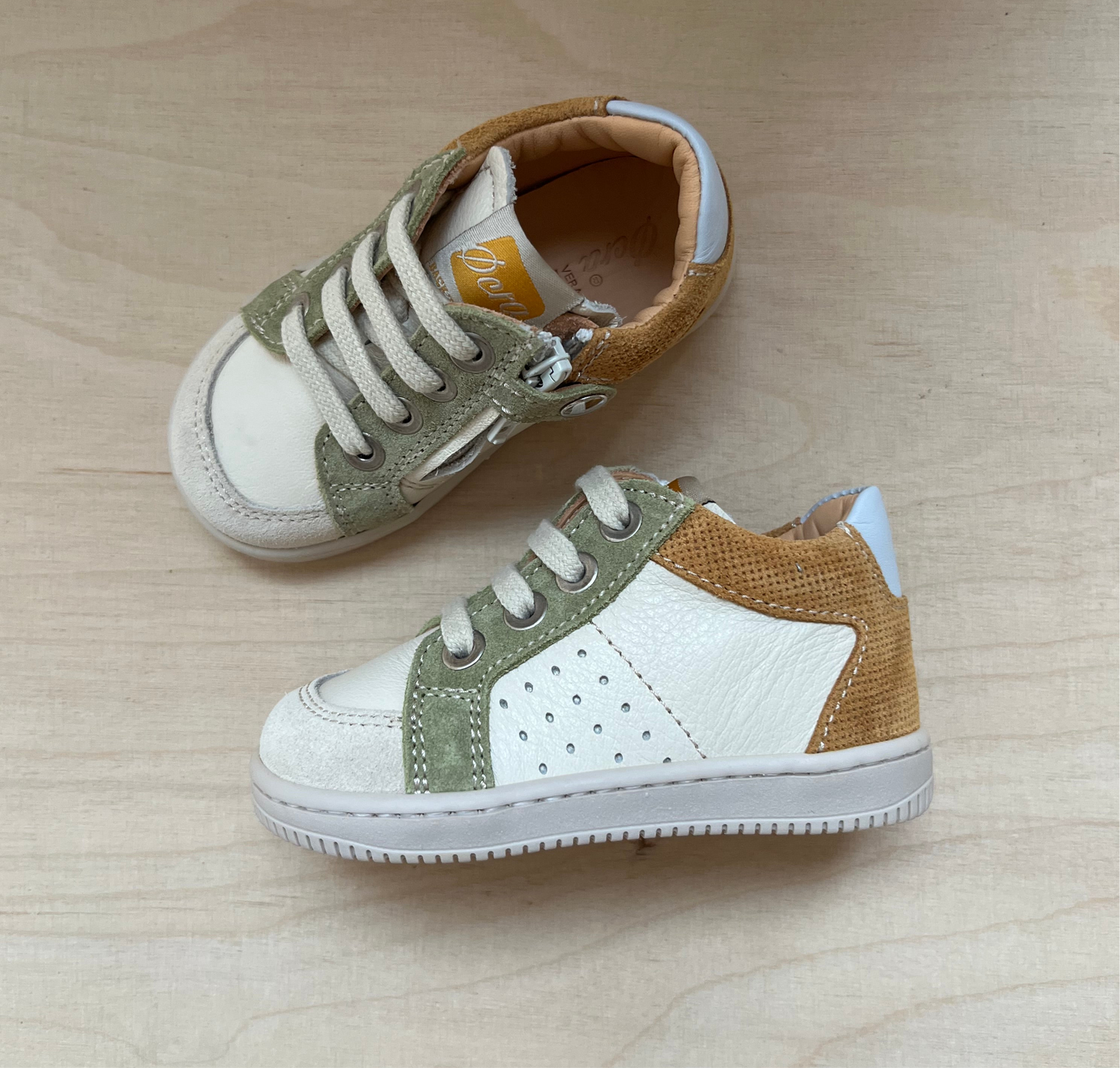 sneaker ron - groen geel creme