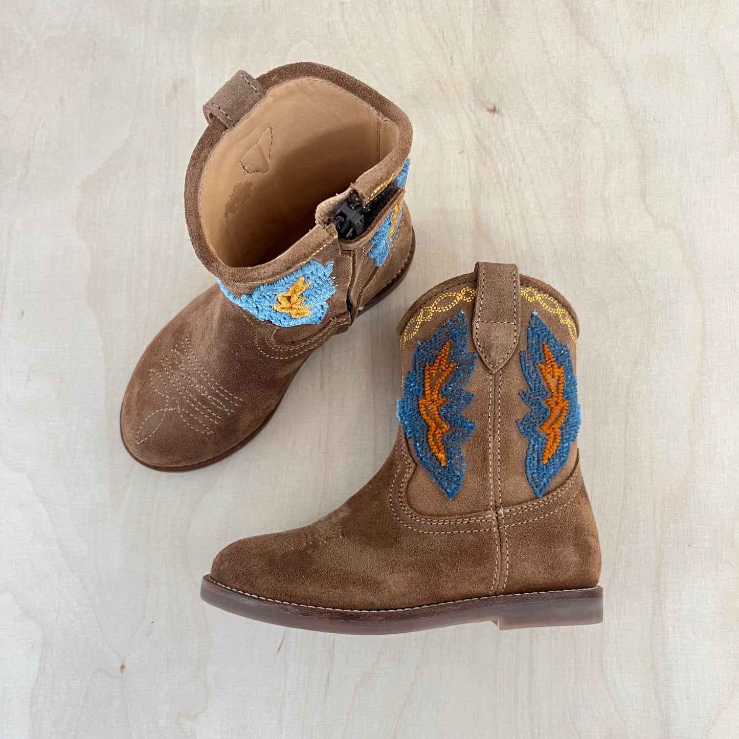 cowboy boot - blue, orange