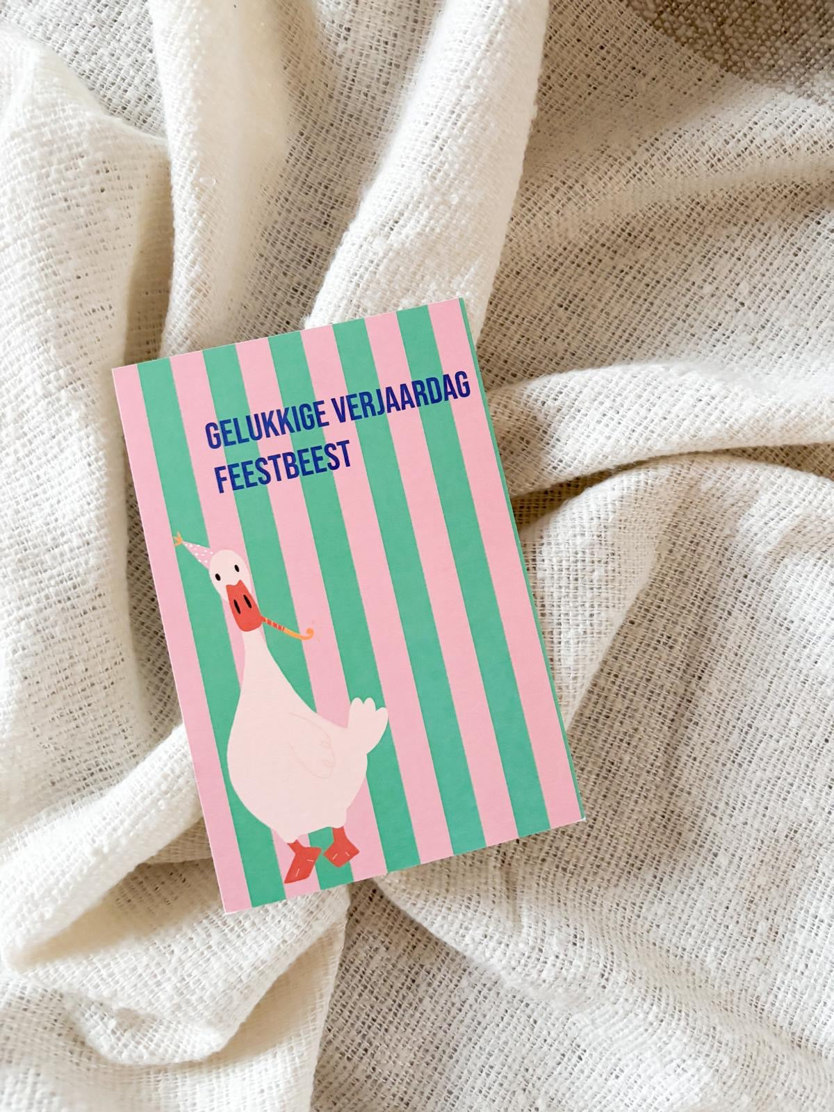 Wenskaart 'Feestbeest - stripes'
