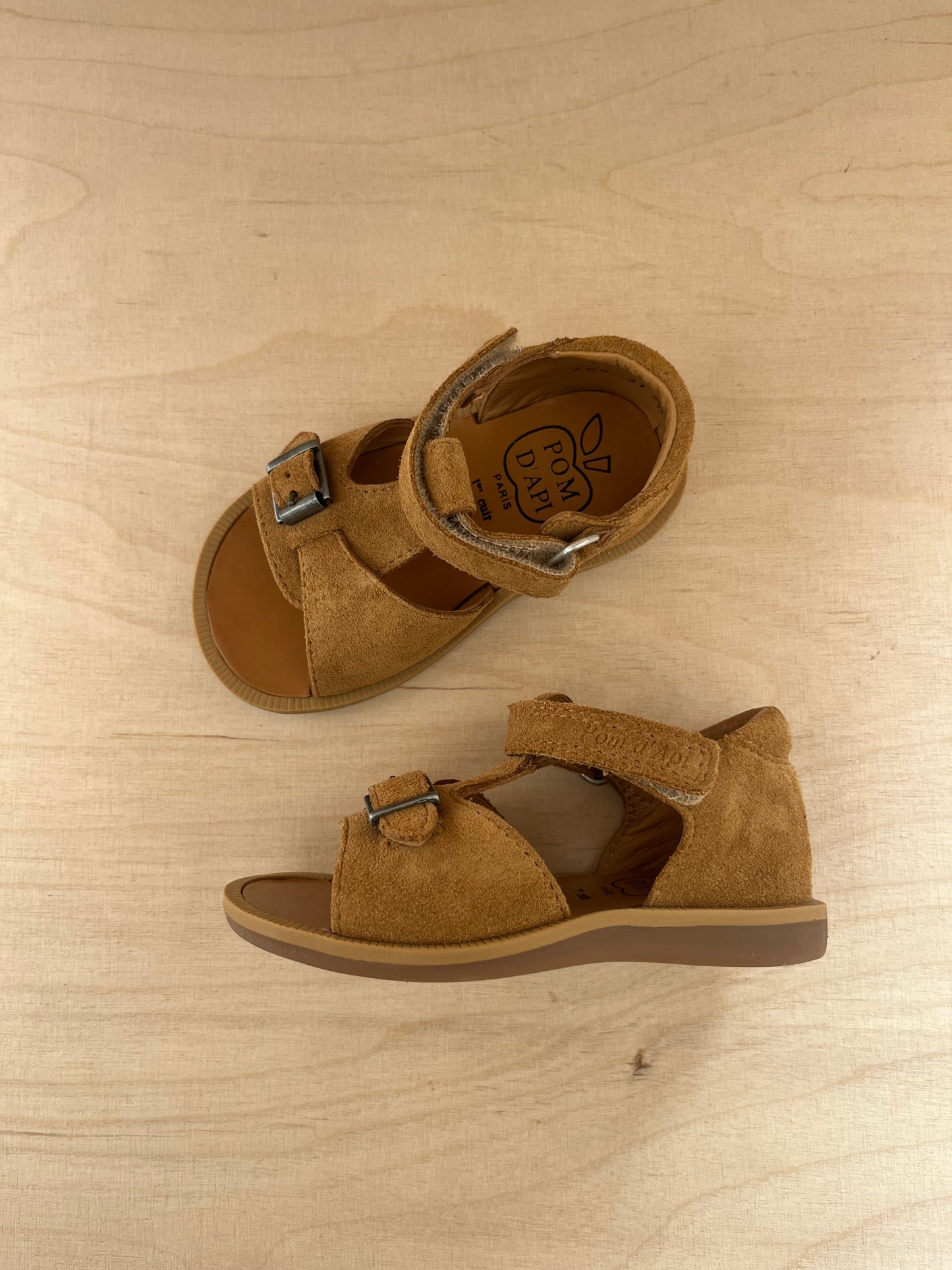 stapsandaal poppy easy - velours camel