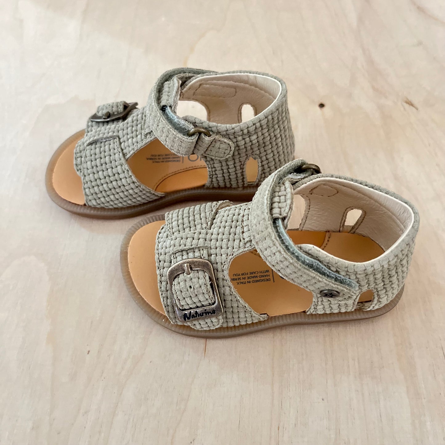 stapsandaal quarzo suede woven - stone