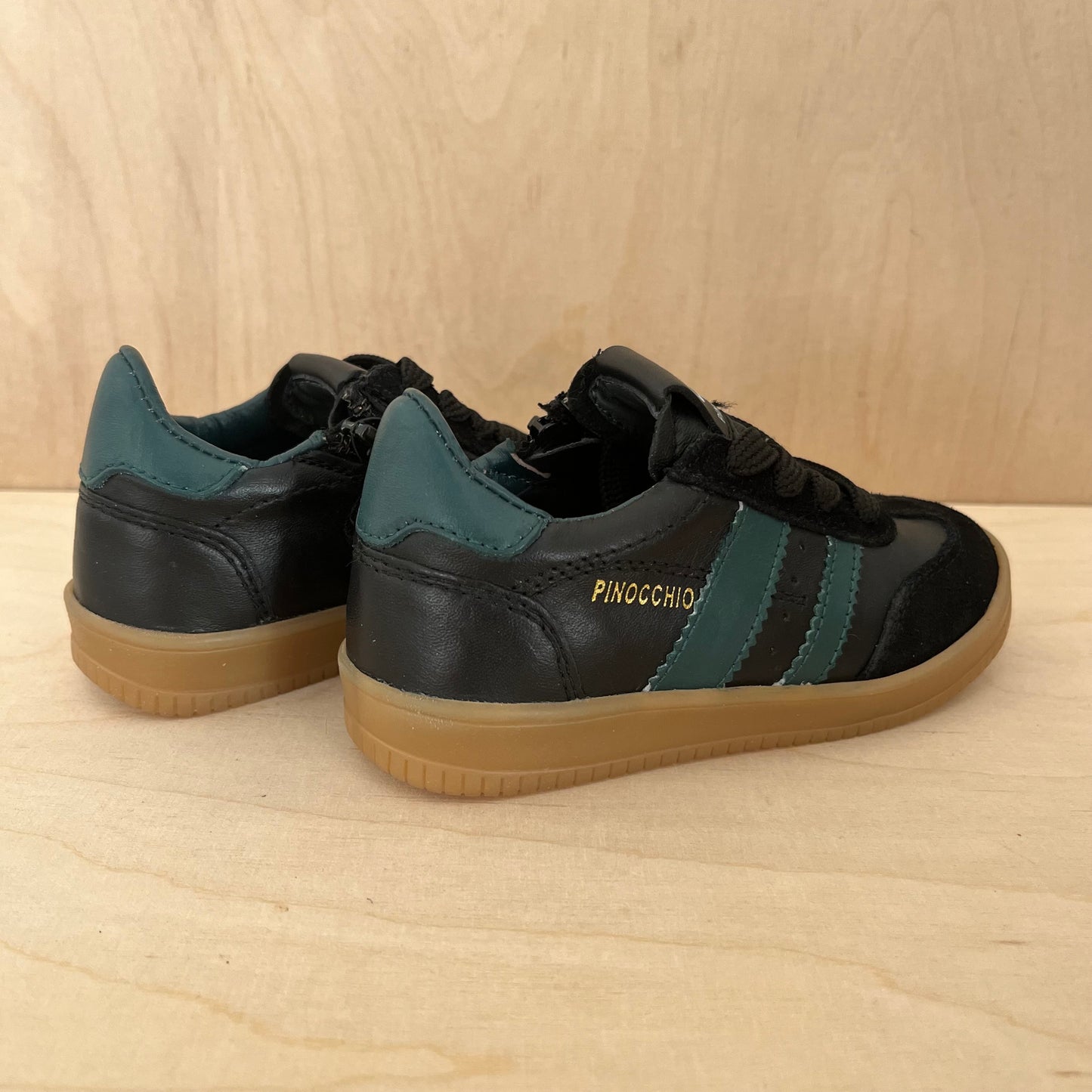sneaker harry - zwart, donkergroene strepen
