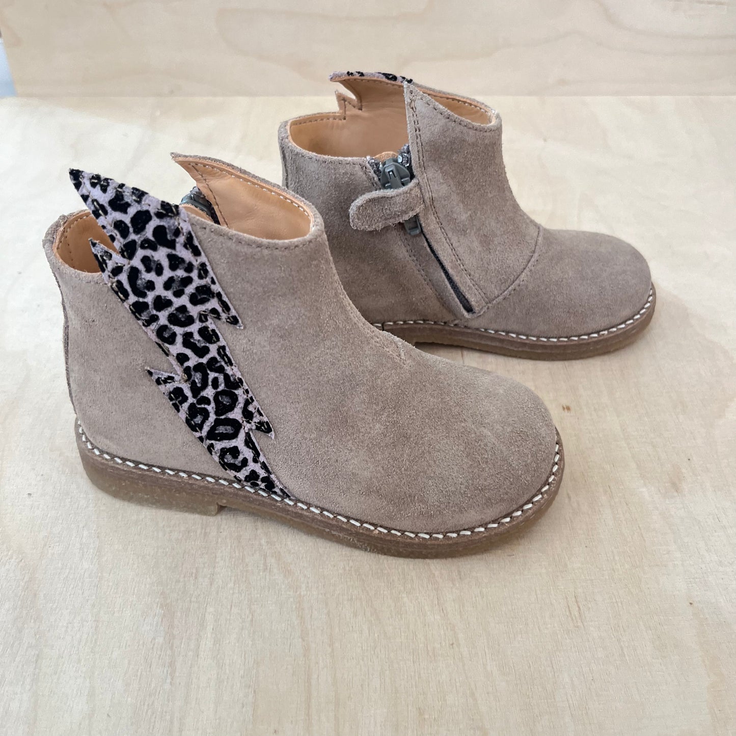 bottine bliksem - taupe suede, leopard