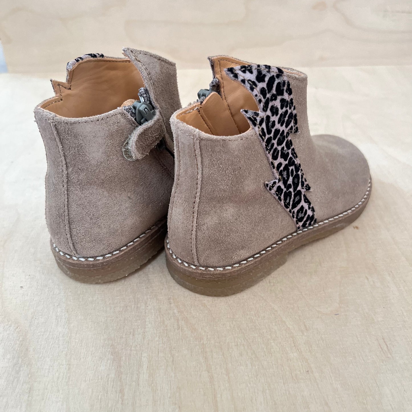bottine bliksem - taupe suede, leopard
