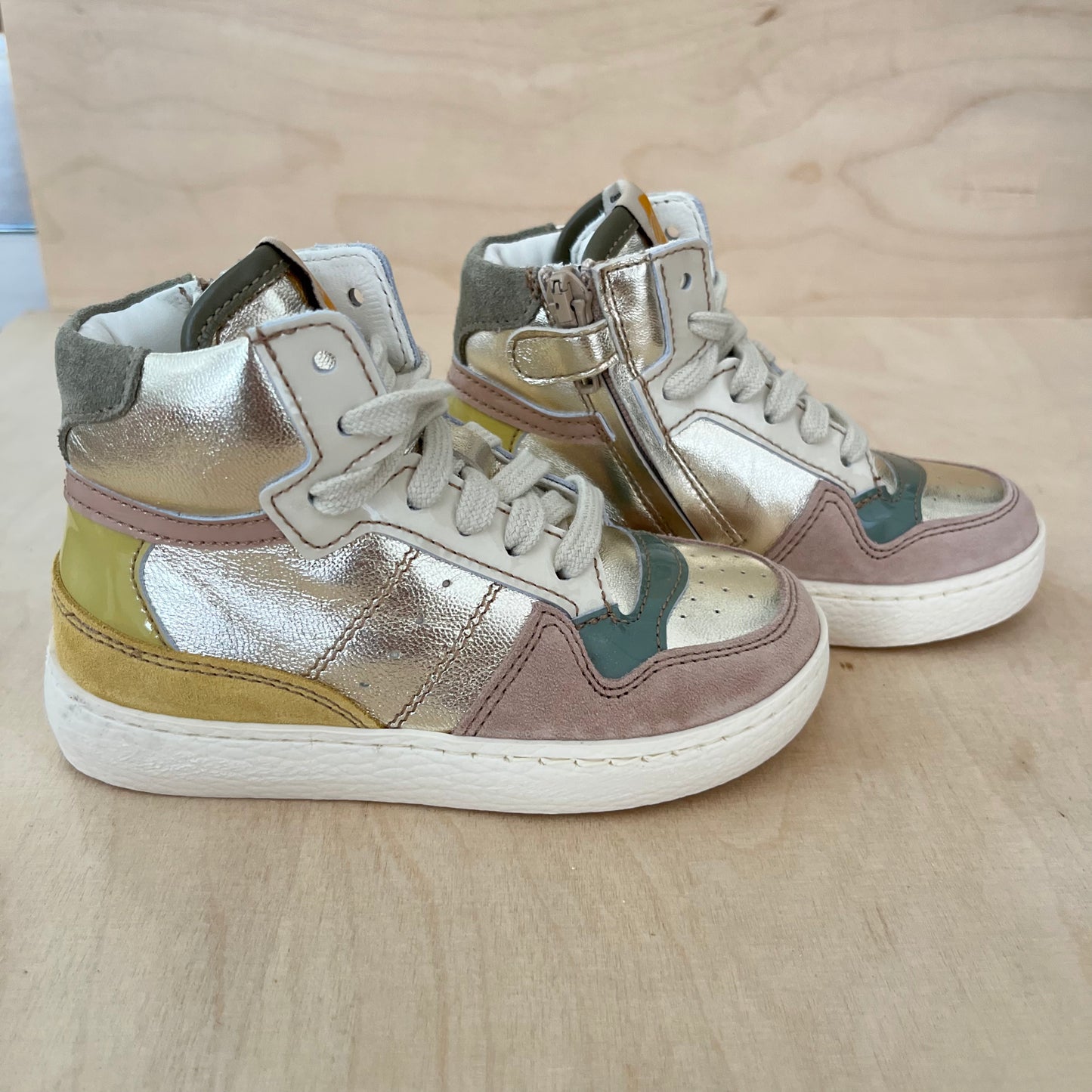 hightop sneaker - silver, yellow, pink
