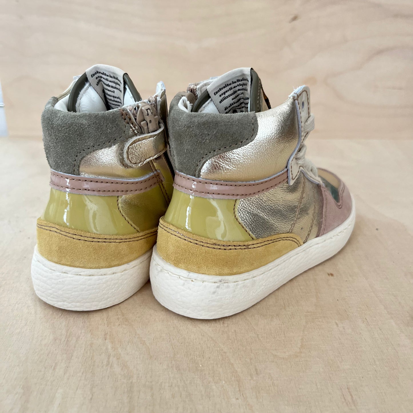 hightop sneaker - silver, yellow, pink