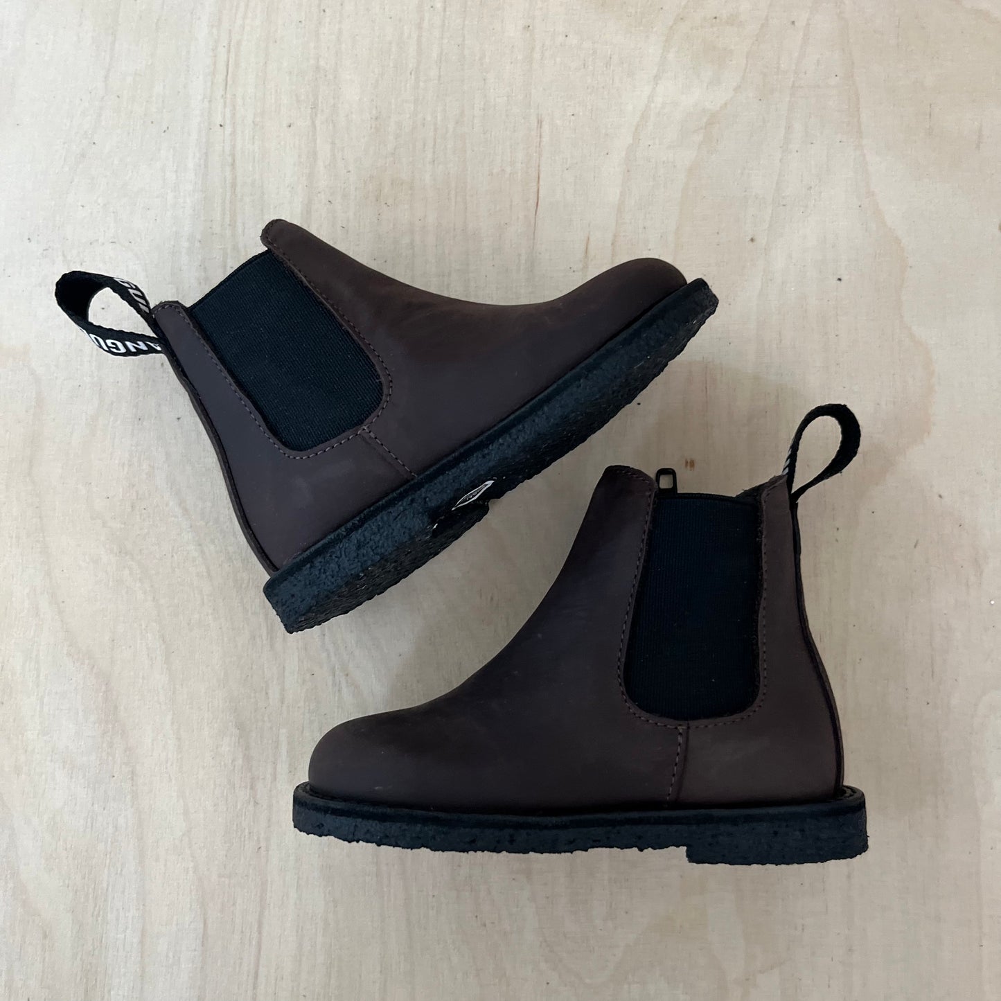stapbottine - gevet leder - bruin - zwarte zool