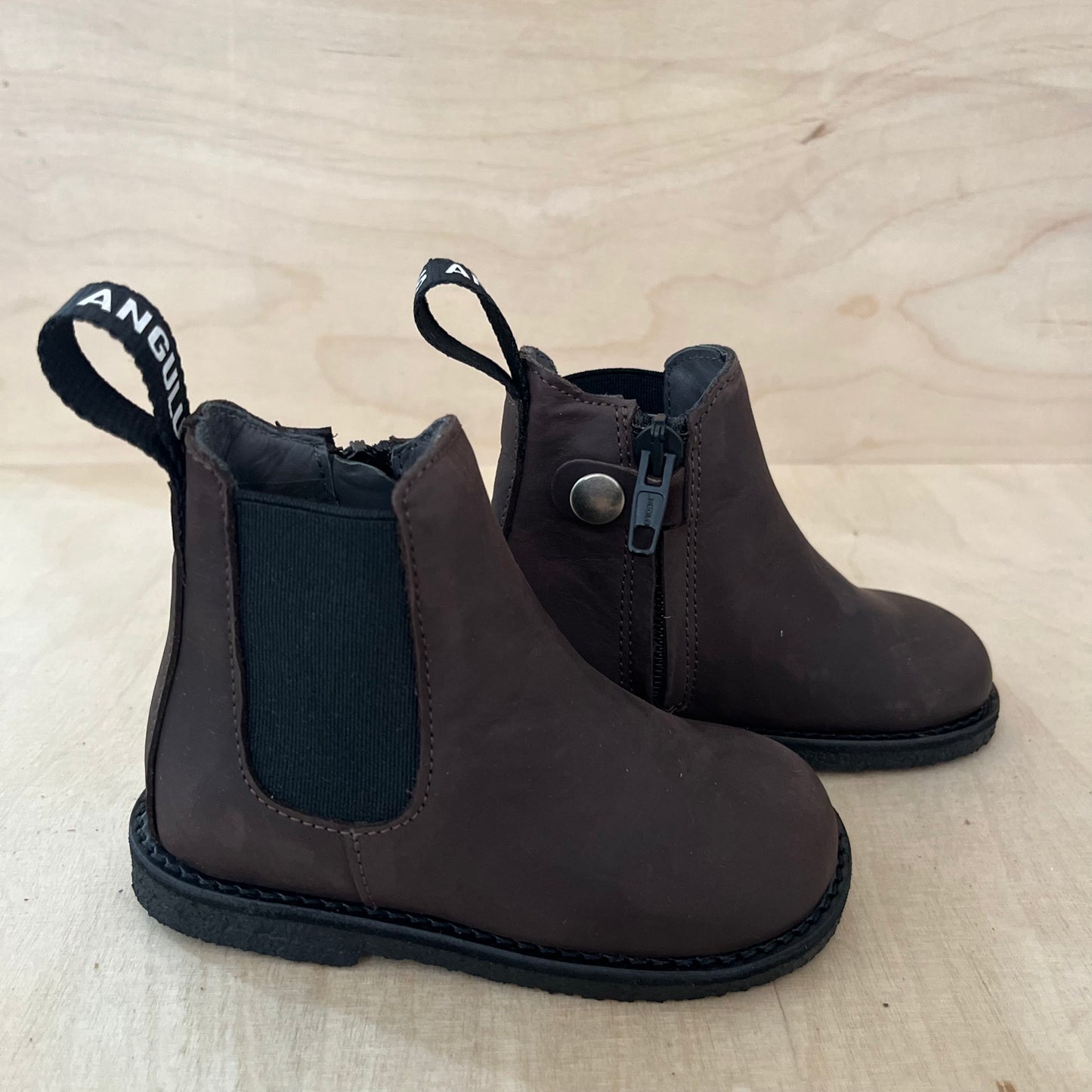 stapbottine - gevet leder - bruin - zwarte zool
