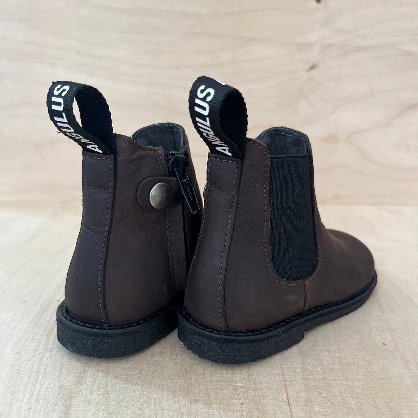 stapbottine - gevet leder - bruin - zwarte zool