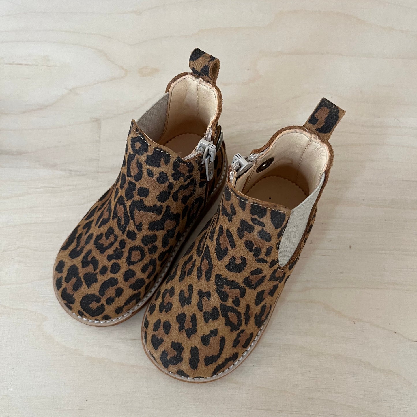 stapbottine - suede leder - beige leopard