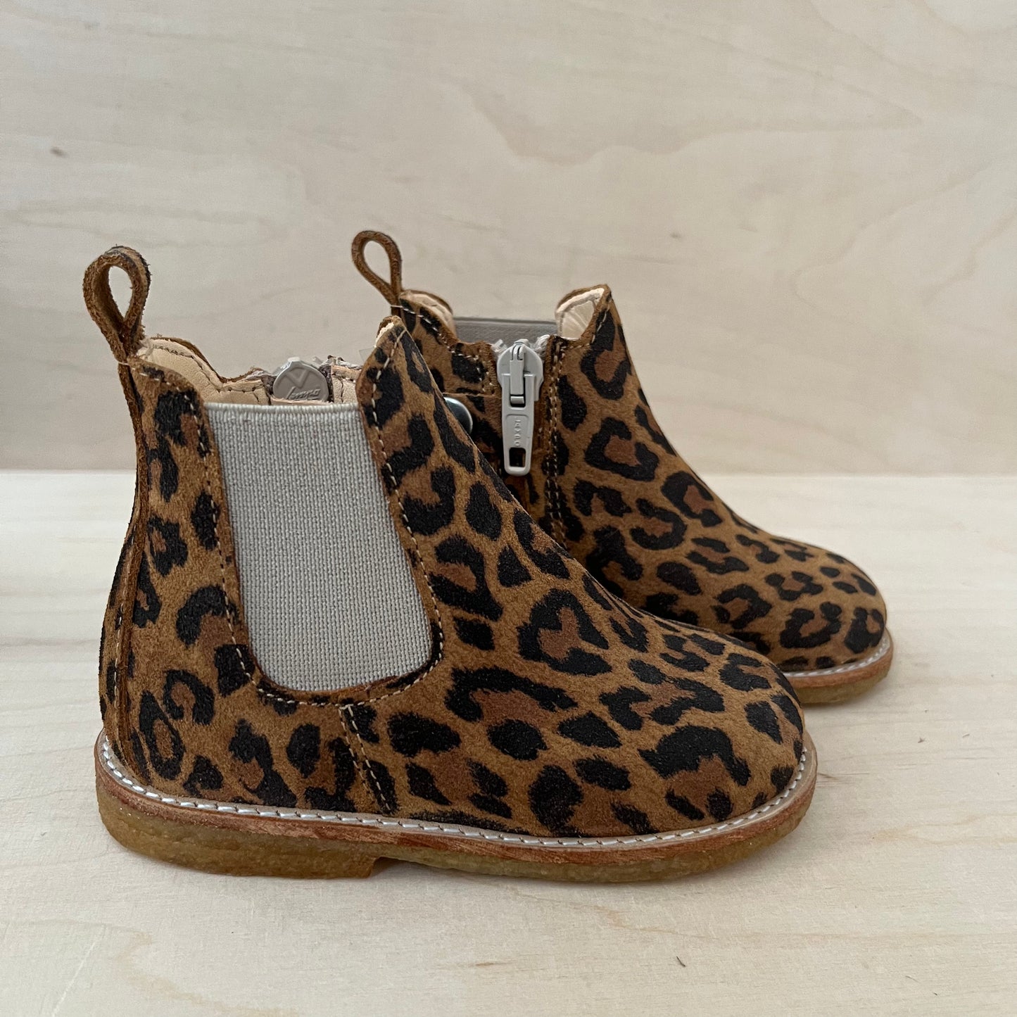 stapbottine - suede leder - beige leopard