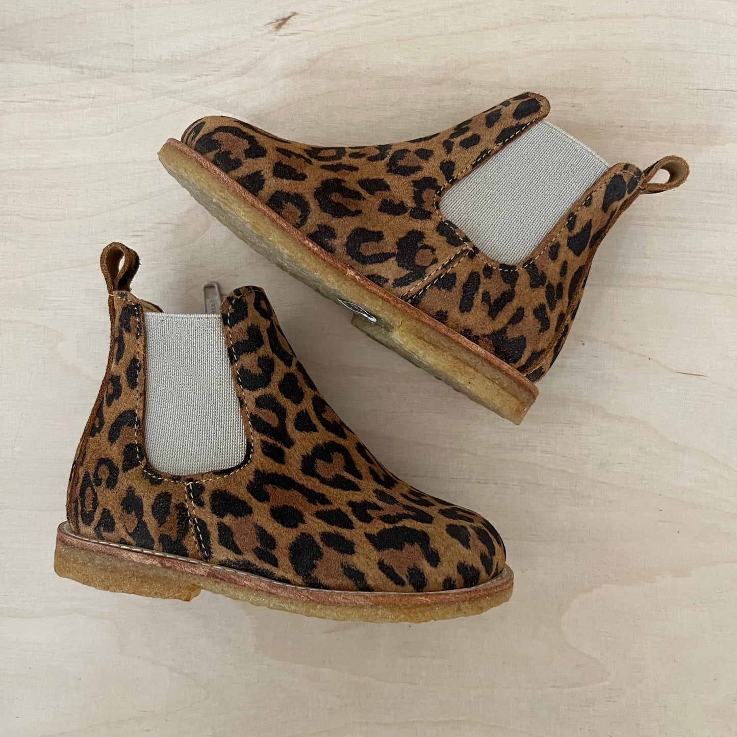 stapbottine - suede leder - beige leopard