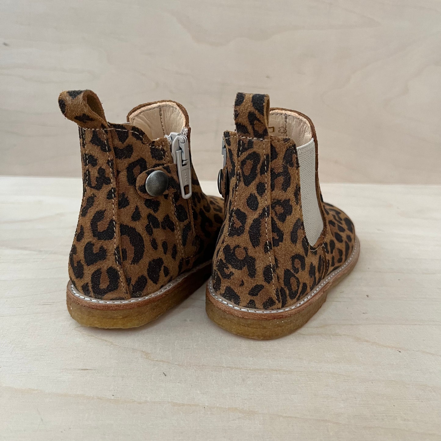 stapbottine - suede leder - beige leopard