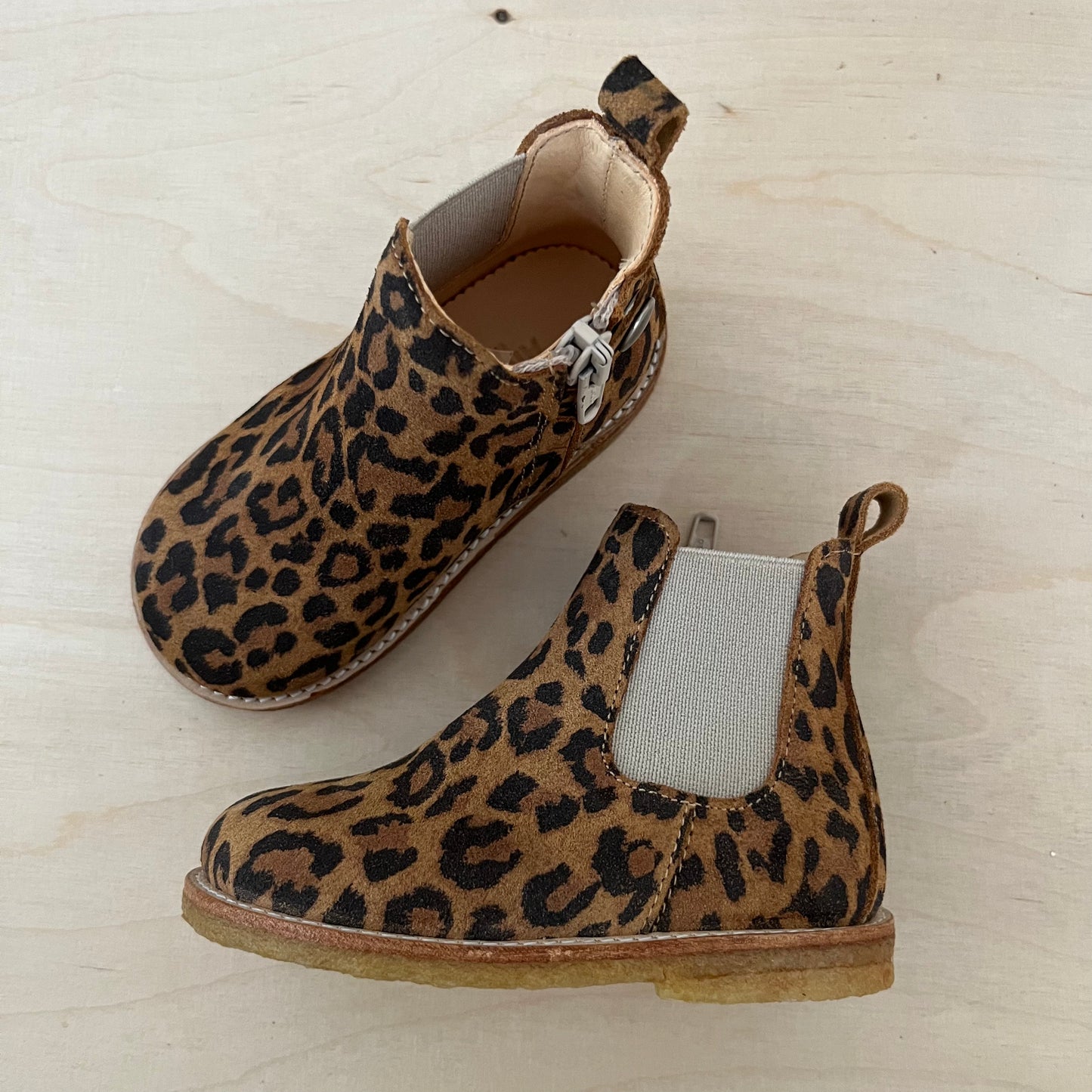 stapbottine - suede leder - beige leopard