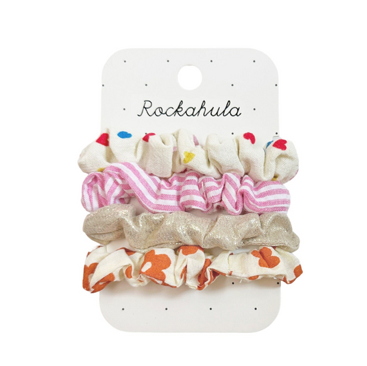 ROCKAHULA - rainbow hearts scrunchie set