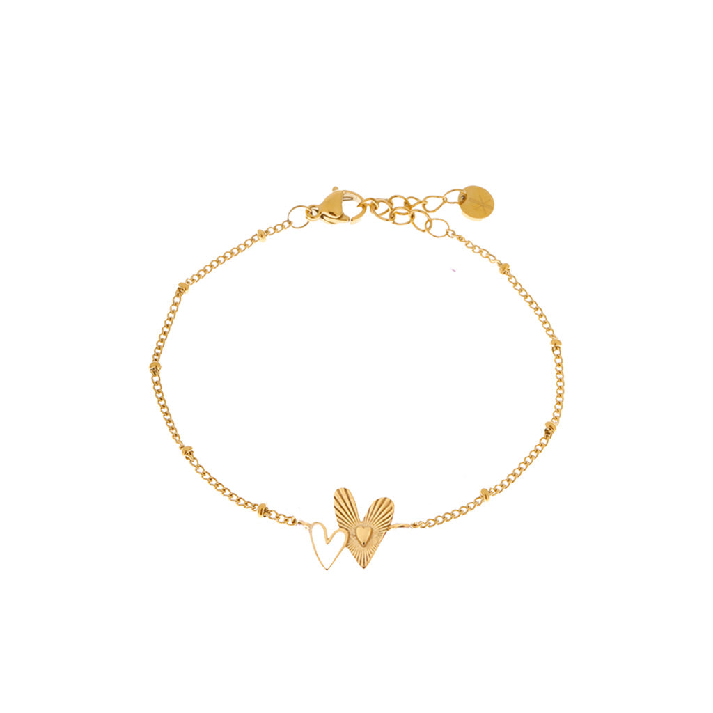 Two hearts bracelet gold