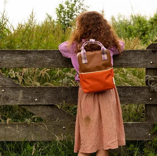 backpack small - colourblocking - orange, brown