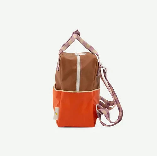 backpack small - colourblocking - orange, brown