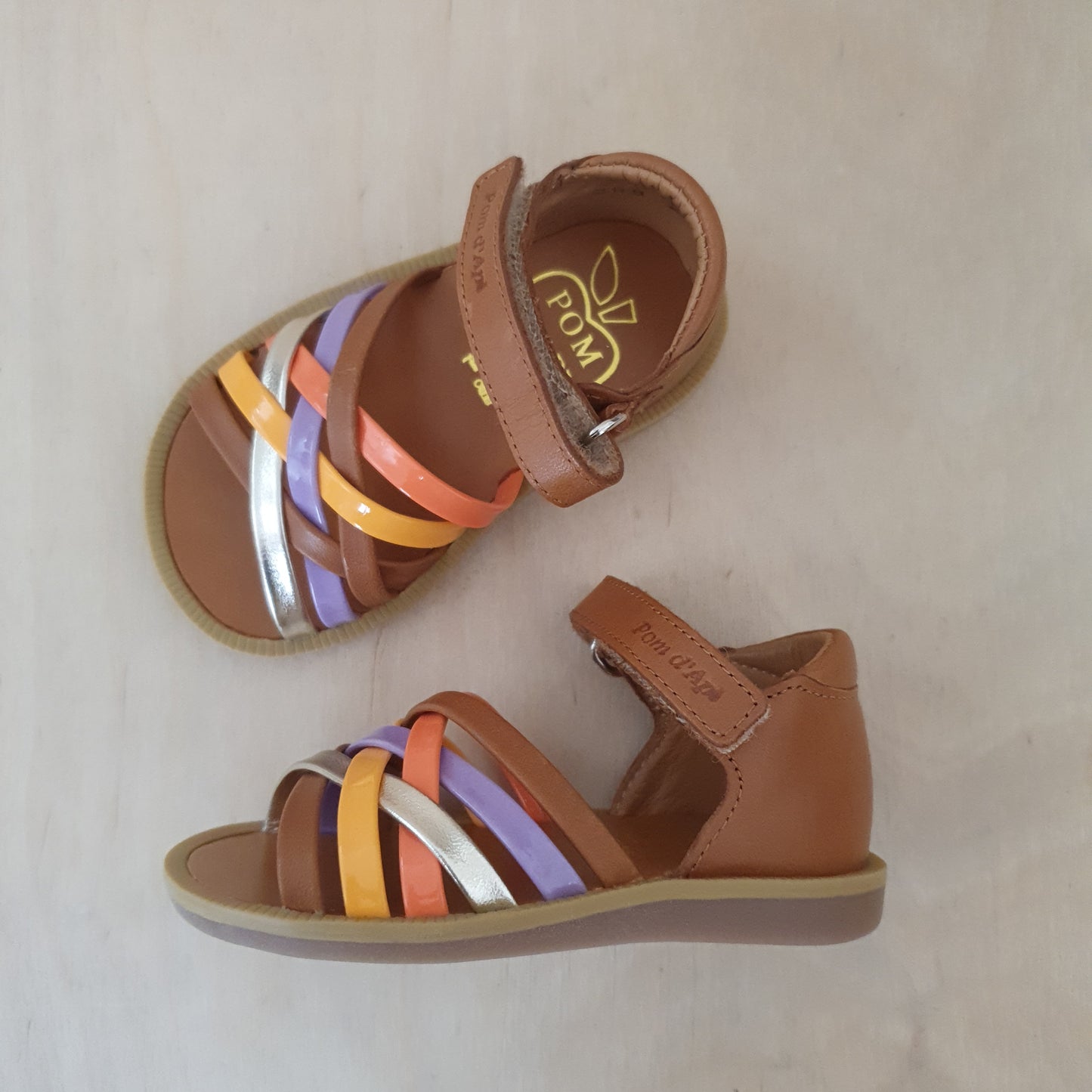 POM D'API - stapsandaal - poppy lux - nappa camel multi