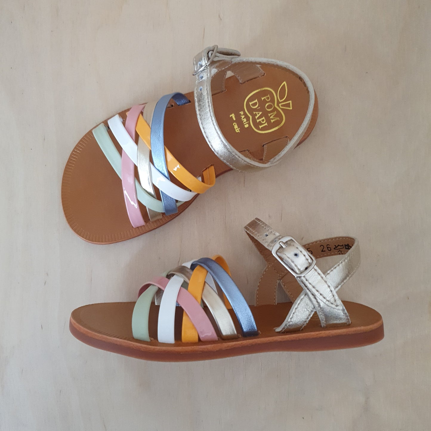 POM D'API - sandaal plagette lux - platine multi