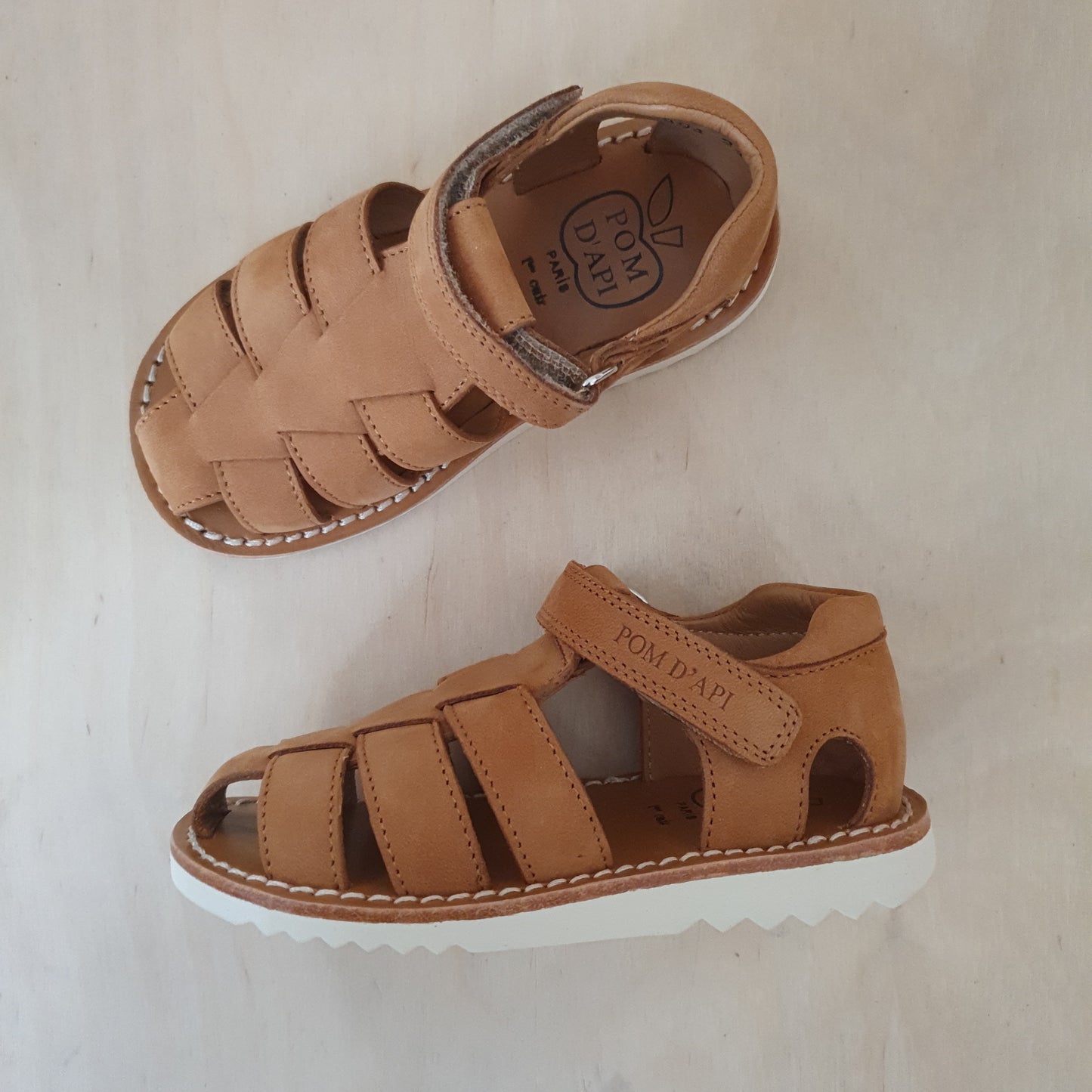 POM D'API - sandaal waff papy - nubuck camel