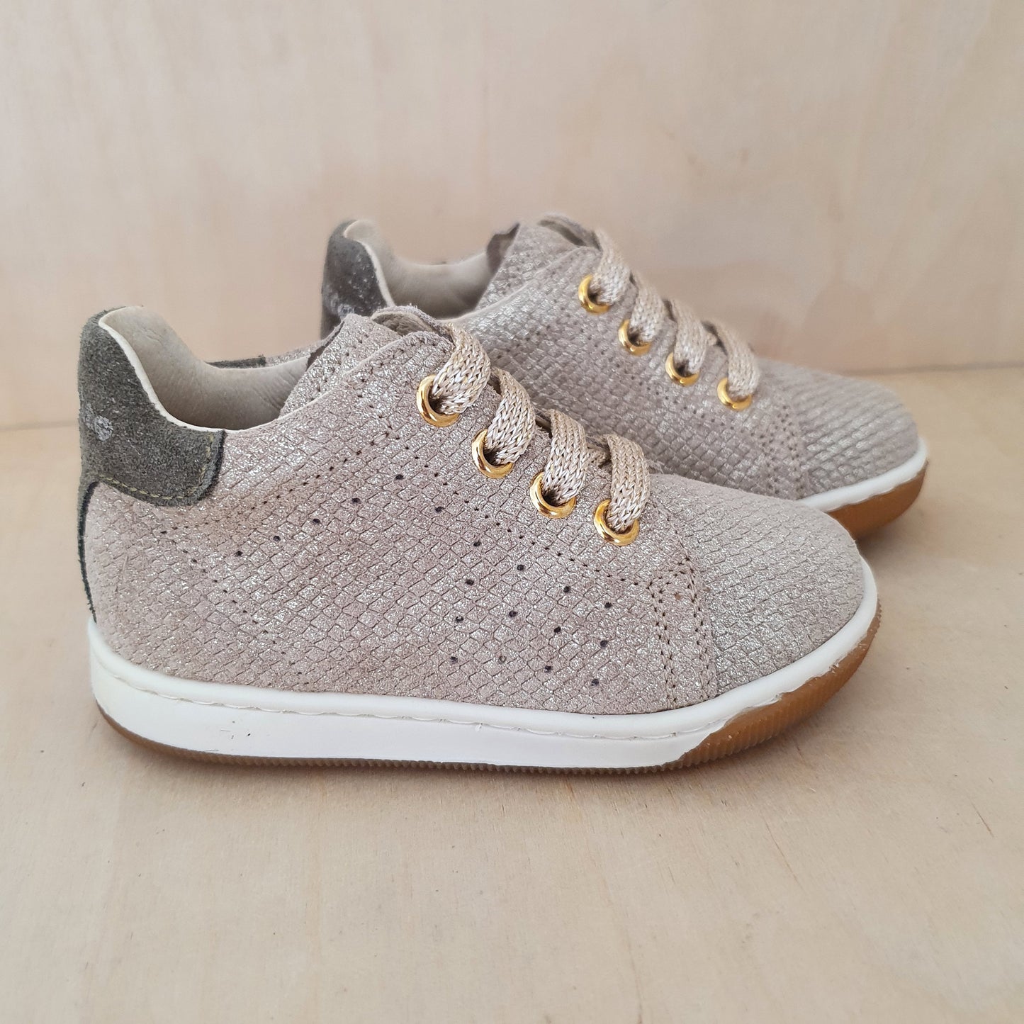 FALCOTTO - stapsneaker adam - suede lizard/platinum kaki