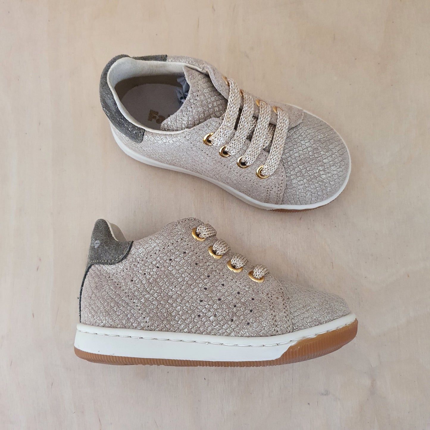 FALCOTTO - stapsneaker adam - suede lizard/platinum kaki