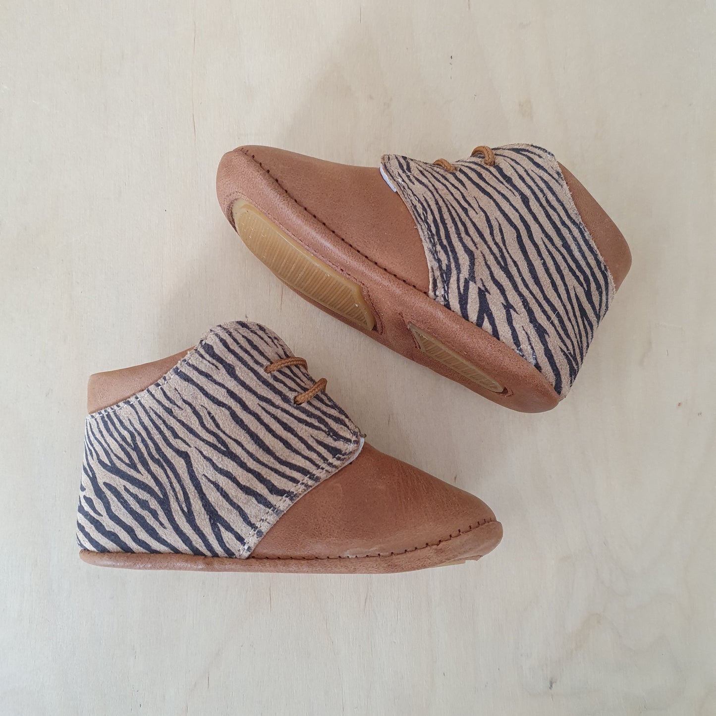 babyslofjes - zebra/cognac