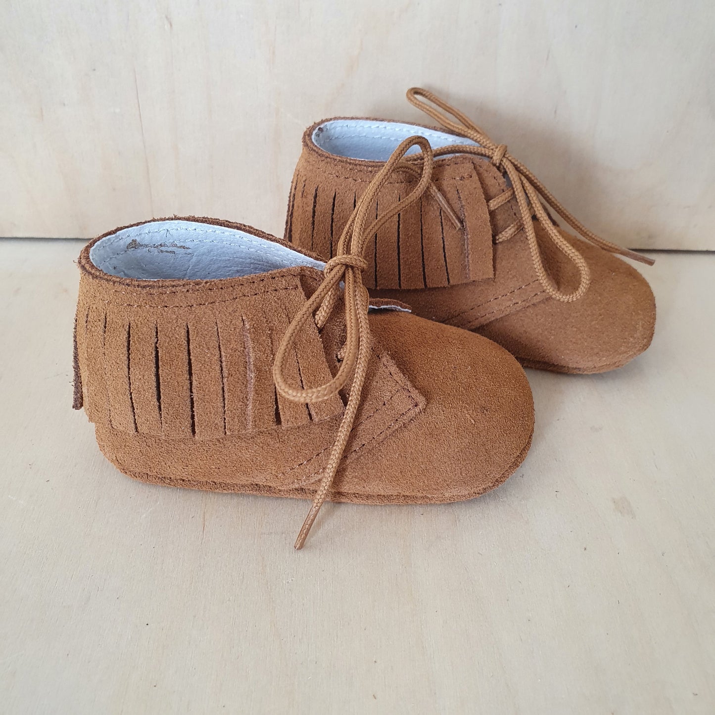 TRICATI - babyslofjes - franges cognac