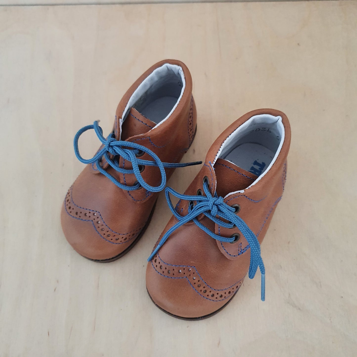 stapschoen - cognac/blauw