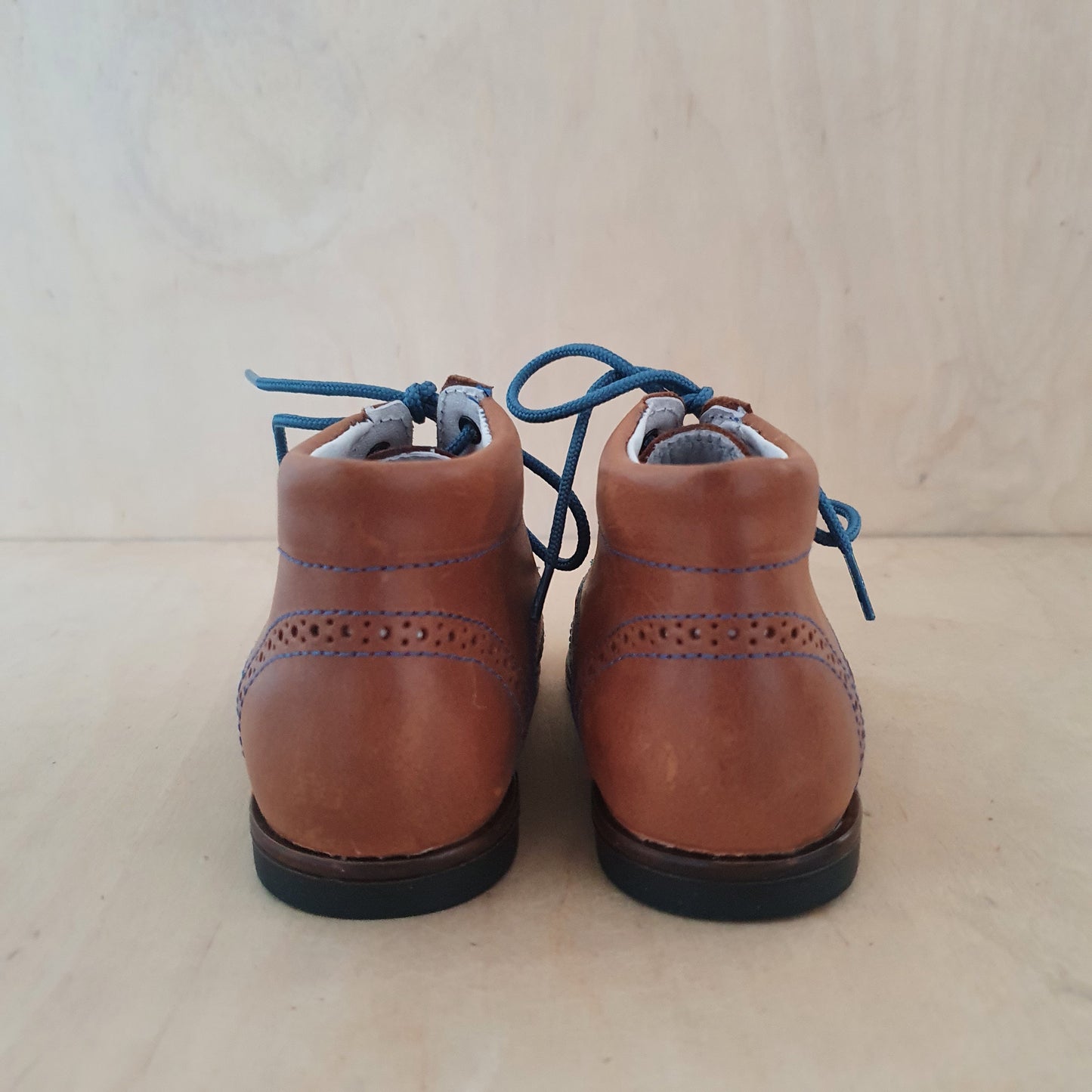 stapschoen - cognac/blauw